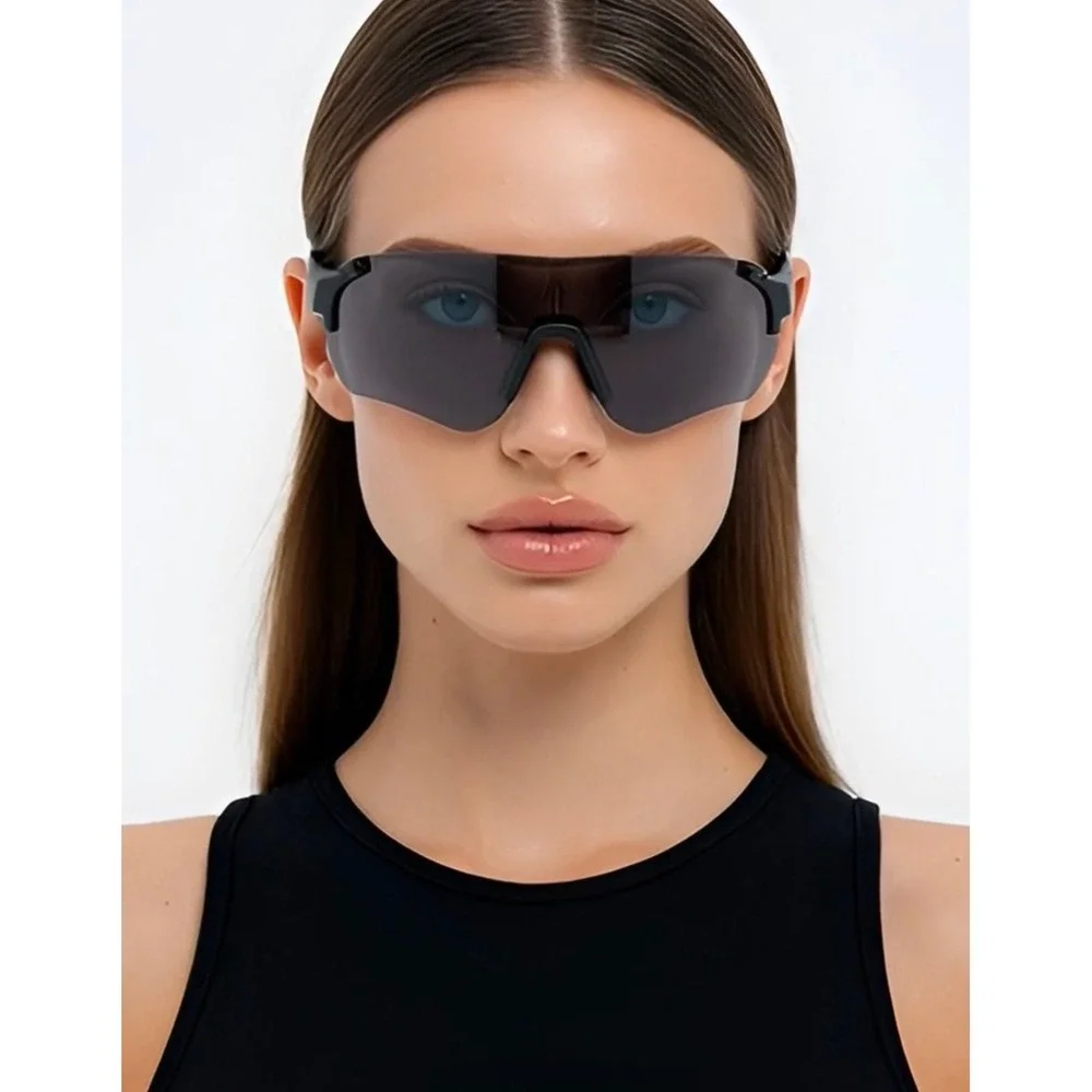 Shield Sunglasses Women Glasses Windproof UV Protection Dark Black Lens Gafas‎